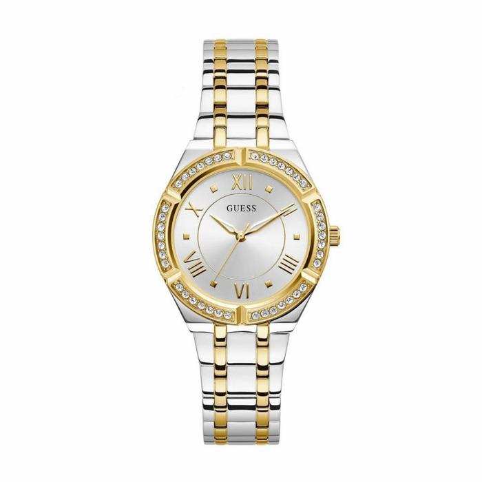 Jam Tangan Wanita Gue55 Original Gw0033L4 All Stainless Kombi Gold