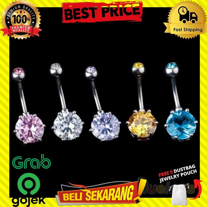 ANTING TINDIK PERUT/PUSAR KRISTAL TITANIUM PRIA WANITA PREMIUM A230