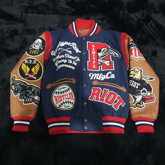 JACKET RAW TYPE RIOT LEGENDARY VARSITY 3 AUTHENTIC RTR. JAKET ORIGINAL