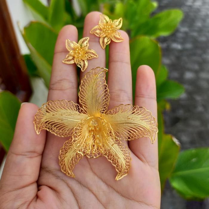 Bros Anting kendari kebaya Bali perak lapis emas
