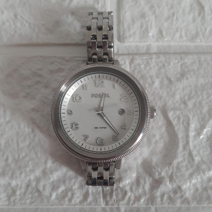 Jam Fossil Jengkol Silver Preloved