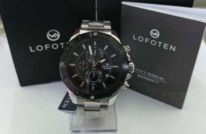 JAM TANGAN PRIA LOFOTEN F 6509MC SILVER HITAM ORIGINAL