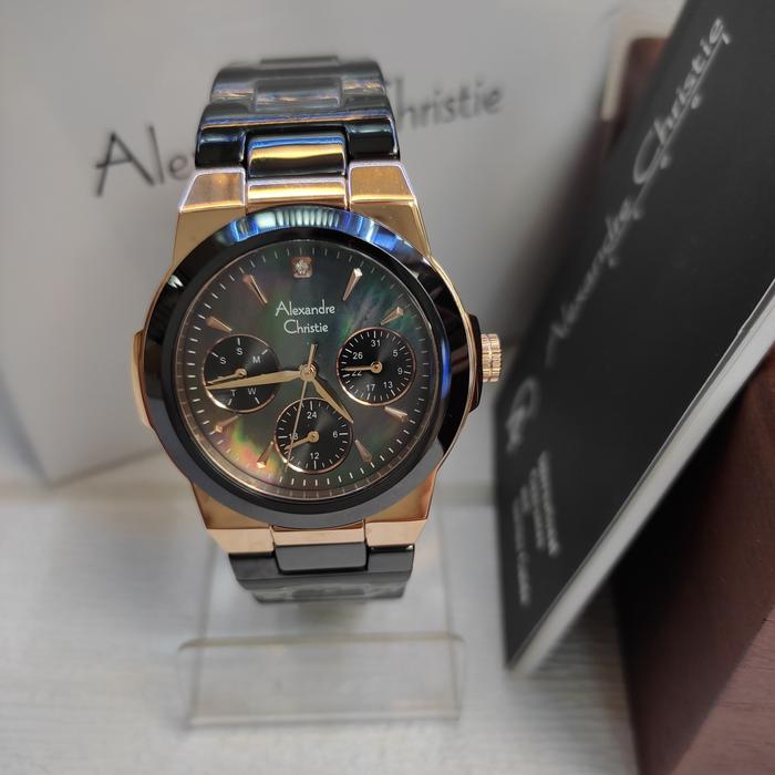 Jam Tangan Analog Wanita Alexandre Christie Ac 2862 BF Ceramik
