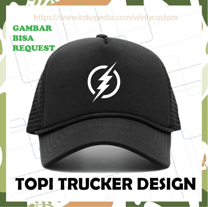 CUSTOM TOPI PRIA WANITA DESIGN THE FLASH TOPI TRUCKER JARING -PREMIUM
