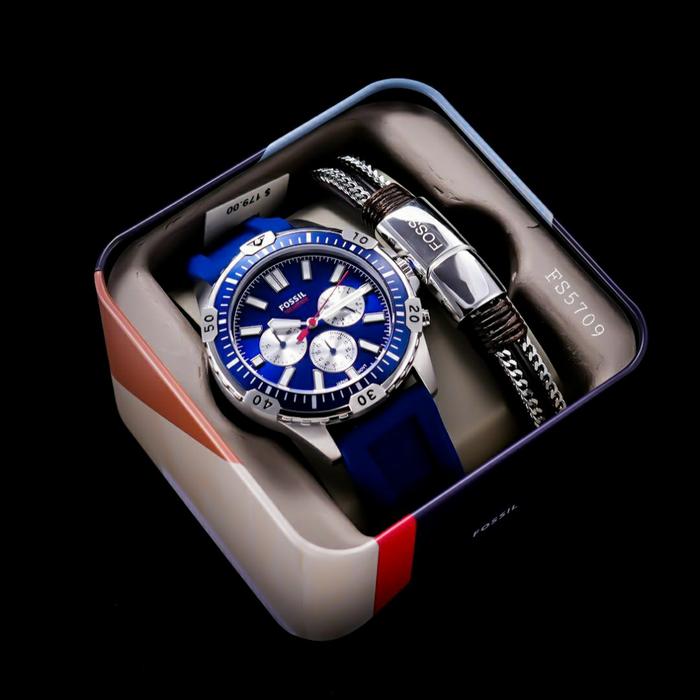 Jam Tangan Pria Fossil FS 5709 5601 5625 5695 Fullset Gelang Original