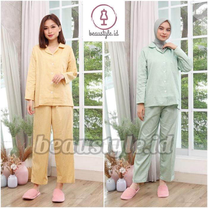Piyama Korea Katun Jepang Premium Kotak Kotak Panjang EXO NCT BTS