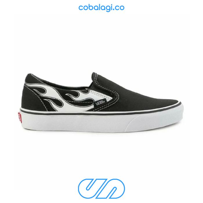 Vans Slip On Flame Black White Classic BNIB Original Resmi