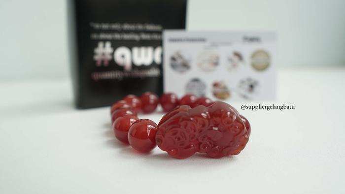 Gelang Batu Pixiu GARNET MERAH 14mm natural premium stone healing