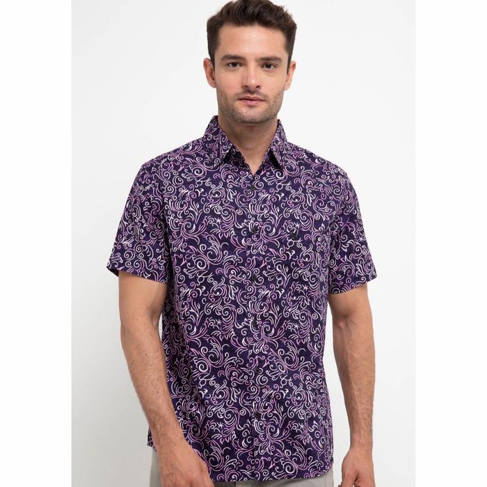 Kemeja WALRUS STUDIO Original Motif Floral Ungu