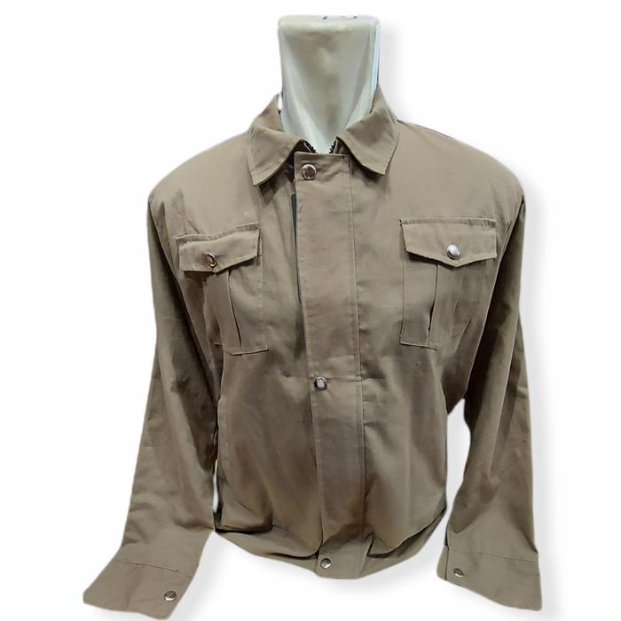 Jaket Almamater Coklat Muda Polos Size L,XL Pria dan wanita