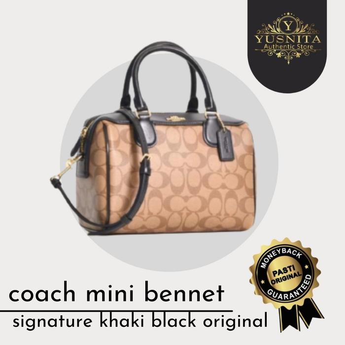 tas wanita coach mini bennet signature khaki black original authentic