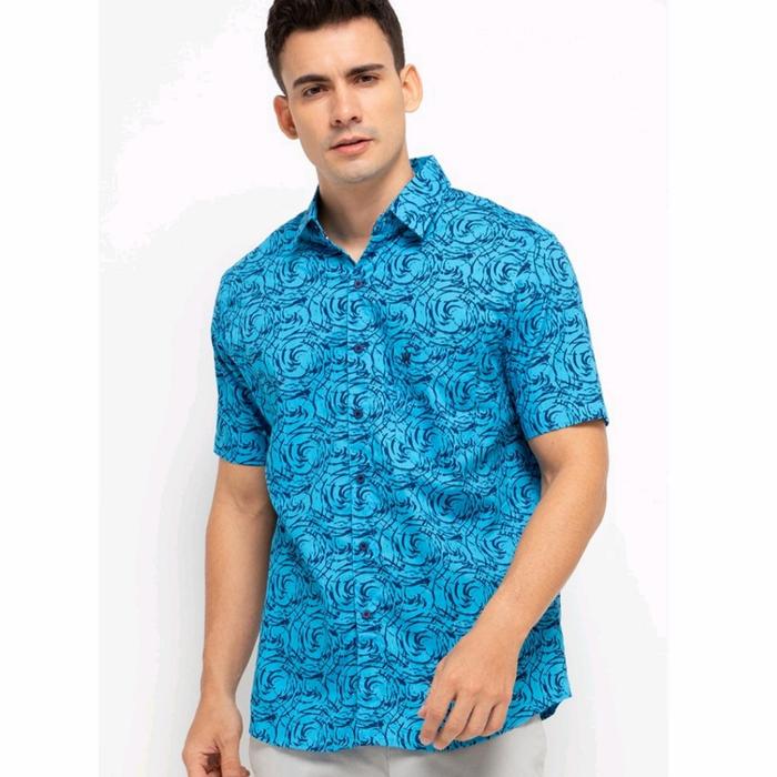 Kemeja WALRUS STUDIO Original Motif Abstrak Biru XXLMLS