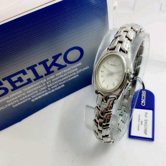 Jam tangan Seiko SXG789P silver classic mini original wanita