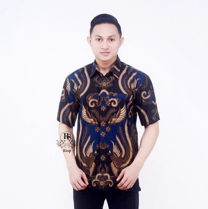 hem batik pria lengan pendek mewah