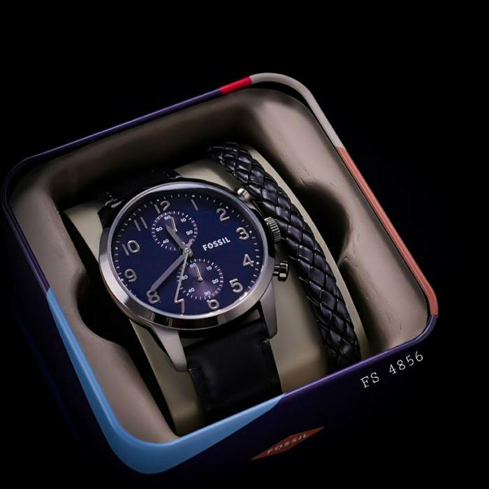 Jam Tangan Pria Fossil FS 5338 4987 4856 Fullset Gelang Original 45mm
