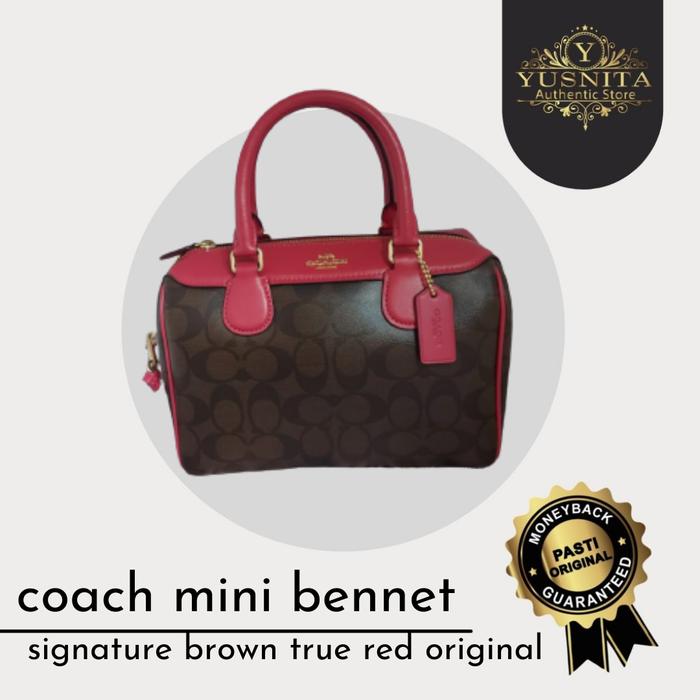 tas wanita coach mini bennet satchel sign brown true red original nwt