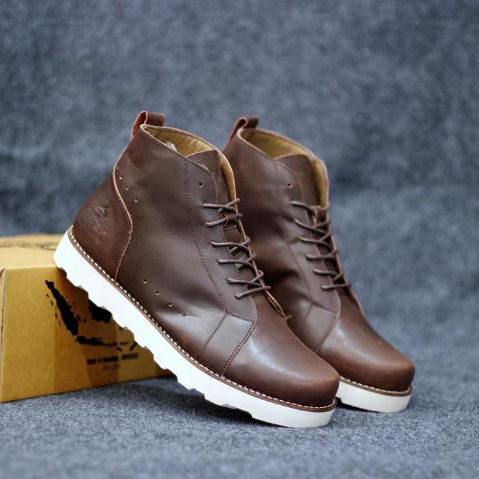 SEPATU BOOT KULIT ASLI PIEDE ROOMY ORIGINAL BROWN PREMIUM HAND MADE