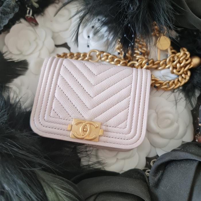 [New] Tas Pinggang Chanel Micro Boy Pink Soft Caviar #31