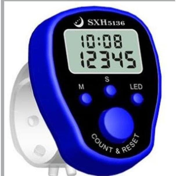 SXH5136 Tasbih Digital LED & Jam Hand Finger Counter 5 Digit Alat Hitung Tombol Besar Reset Murah So