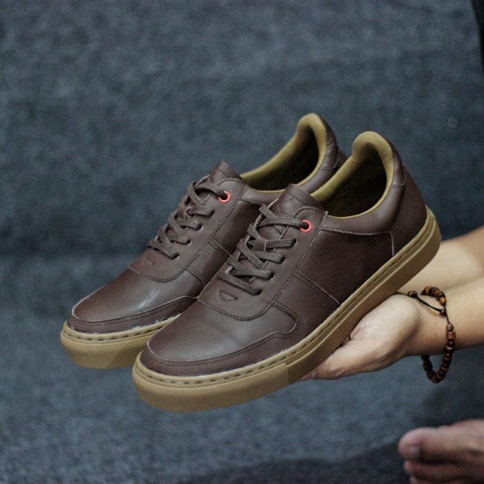 SEPATU CASUAL SNEAKERS PIEDE ORIGINAL KULIT ASLI BLACK AND BROWN