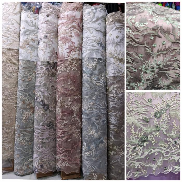 Kain tile 3D embroidery harga per meter