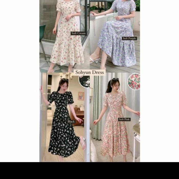 SOHYUN KOREAN FLORAL VINTAGE MIDI DRESS