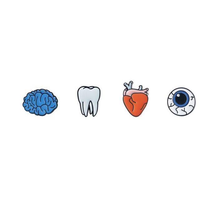 Fashion! Bros Pin Enamel Desain Organ Manusia/Mata/Hati/Gigi Lucu