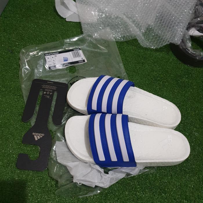 adidas original adilette boost sandal white blue bnip resmi