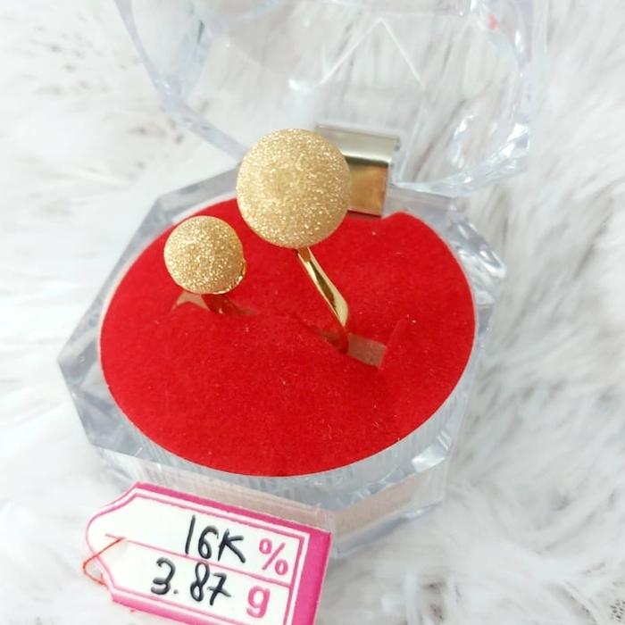 DDCC81 Cincin Bola Matte Gold Emas Wanita UBS 3.870gr 700 16K ring 13