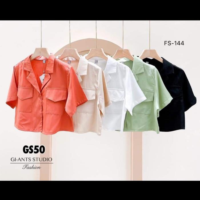 Kemeja crop wanita import Giant basic New!!bangkok bahan premium