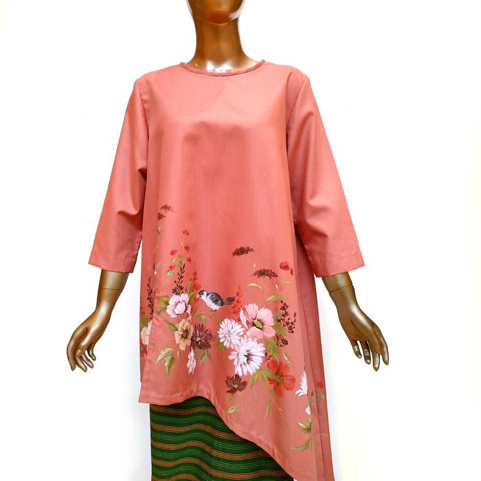 Tunik Katun Lukis warna terracota