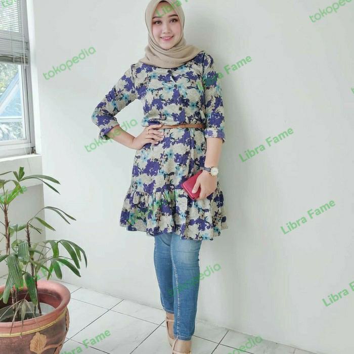 Tunik Wanita Rempel Bawah Motif Bunga