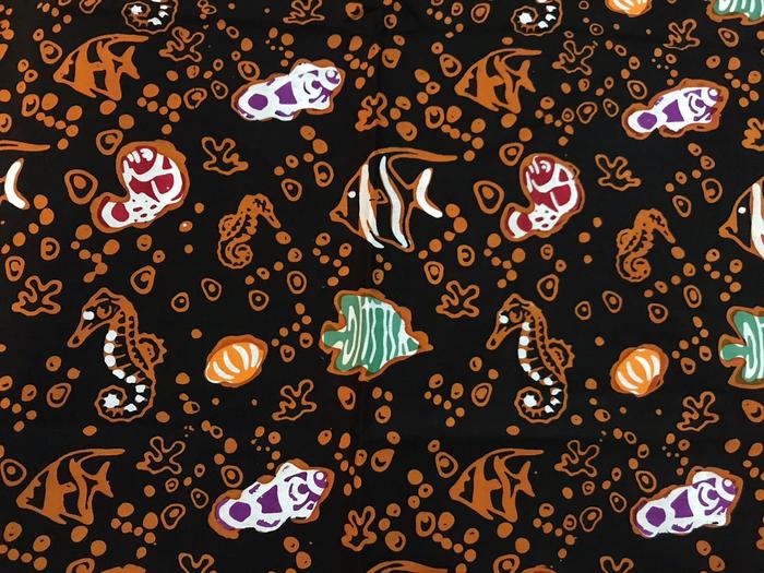 Batik Ikan Perikanan Motif Ikan Hias Laut Hitam (Tulis Kombinasi Cap)