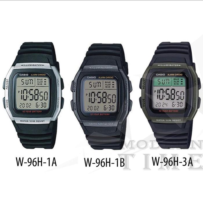 Casio Original W-96H / W-96H-1A / W-96H-1B Jam Tangan Pria - Digital -