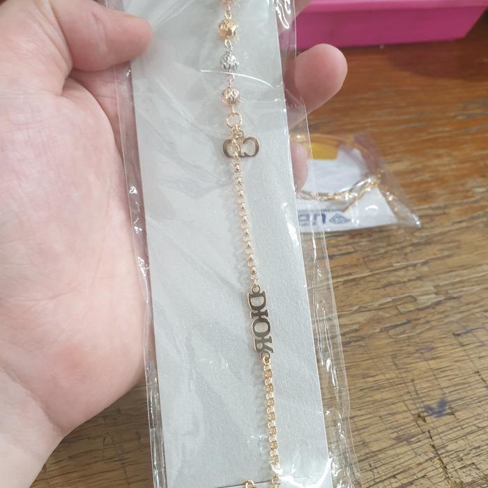 Gelang serut pentol rosegold rose gold putih emas asli 700 70% ubs