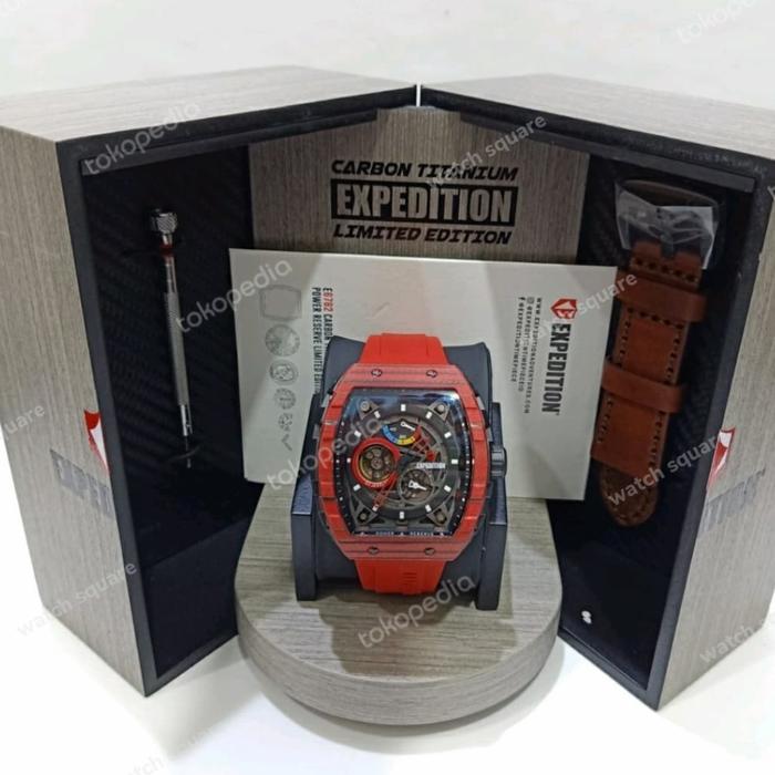 Expedition Original Carbon Titanium Automatic E6782 Red Black