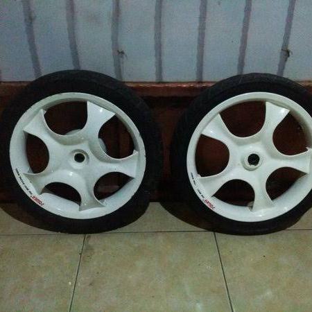 Velg Racing Sepeda Motor Aksesoris Variasi Tapak Lebar Pelek Ban Besar Power Rose Diamon Palang Puti