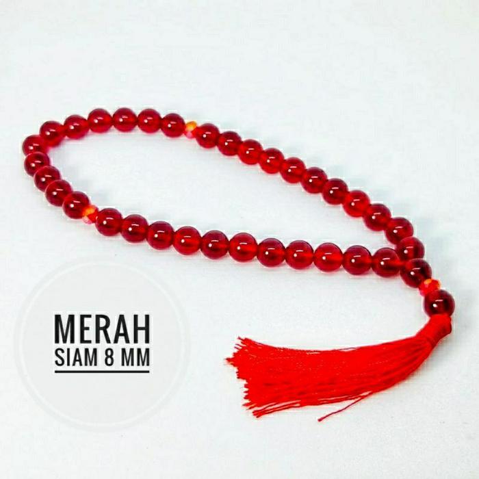 Tasbih Batu Merah Siam Asli Natural 8 mm