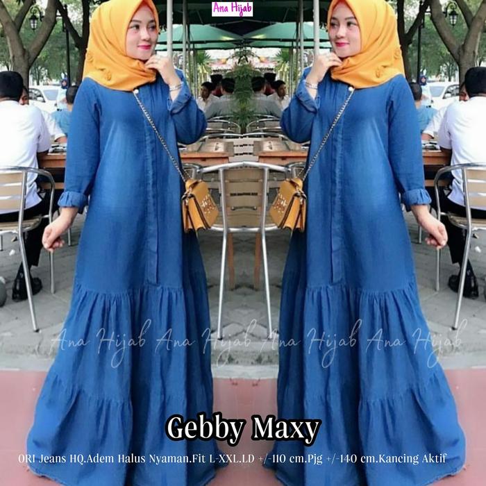 TERBARU GABBY DRESS MAXY JEANS TERUSAN WANITA LD 110CM