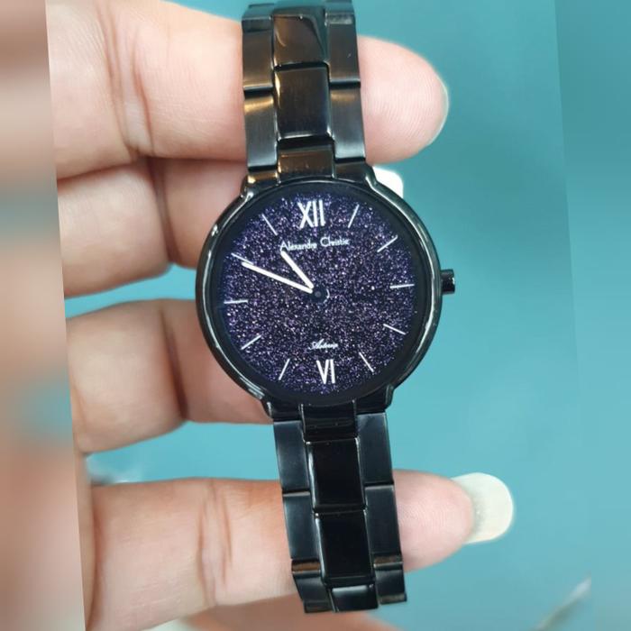 JAM TANGAN WANITA ALEXANDRE CHRISTIE AC 8480 AC8480 BLACK BLUE ORI