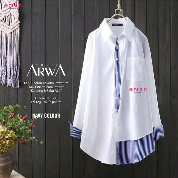 Arwa tunic katun toyobo premium kemeja wanita terbaru modis cantik1211