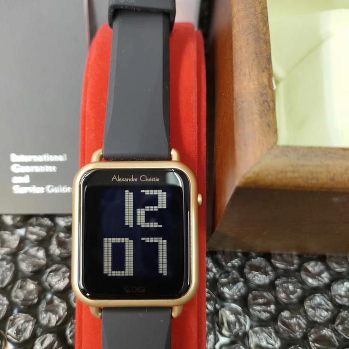 jam tangan digital wanita alexandre christie ac 9341 LH Rubber Steel