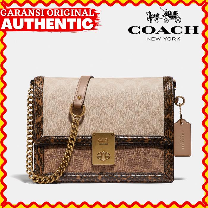 Tas Coach Hutton Shoulder Bag Snake Skin Wanita Branded Original