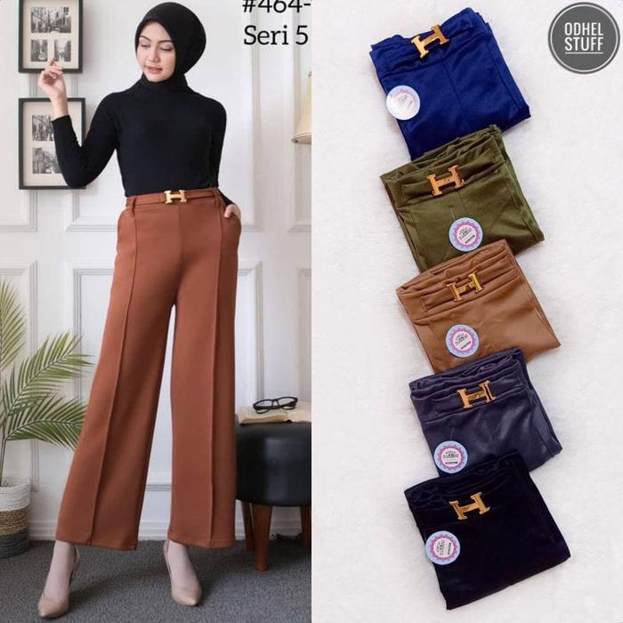 celana panjang wanita kulot H//celana kulot panjang sabuk H