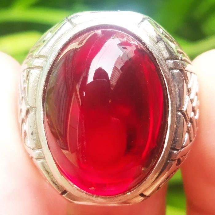 Cincin Batu Akik Merah Siam Siem Ring Tanam
