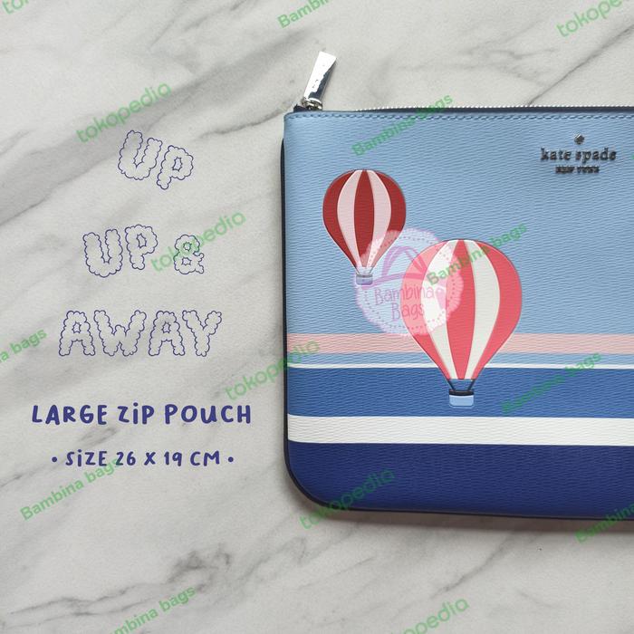 Dompet Kate Spade Large Zip Pouch Up Up Away Blue Multi