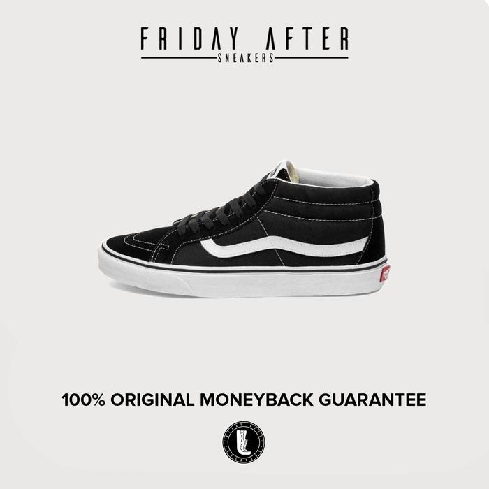 Sepatu Sneakers Vans SK8 Mid Reissue Black White Original Resmi