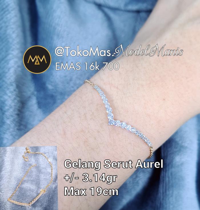 Gelang serut Aurel emas kuning 700 kadar 16k
