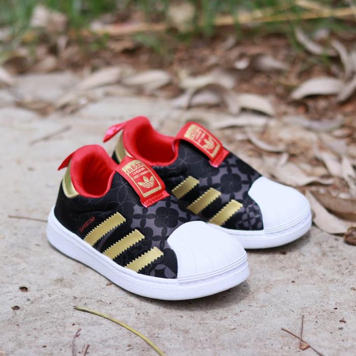 ADIDAS SUPERSTAR 360 KIDS ORIGINAL "black red list gold"
