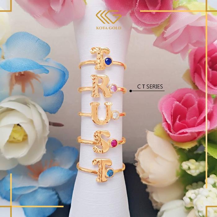 CINCIN WANITA HURUF EMAS ASLI KADAR 300 (6K) ( A,B,C,D,E,F,G,H,I,J )